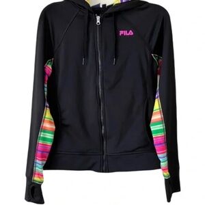 Fila Sport Women's Zip Up Hoodie Rainbow Stripes XS